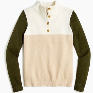 J. Crew Womens 3/4 button color block sweater